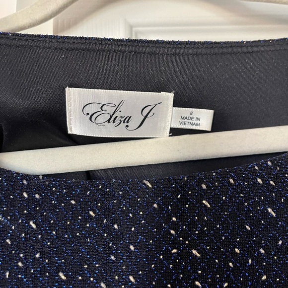 Eliza J Blue Sheath Dress with Bishop Sleeves - Picture 4 of 6